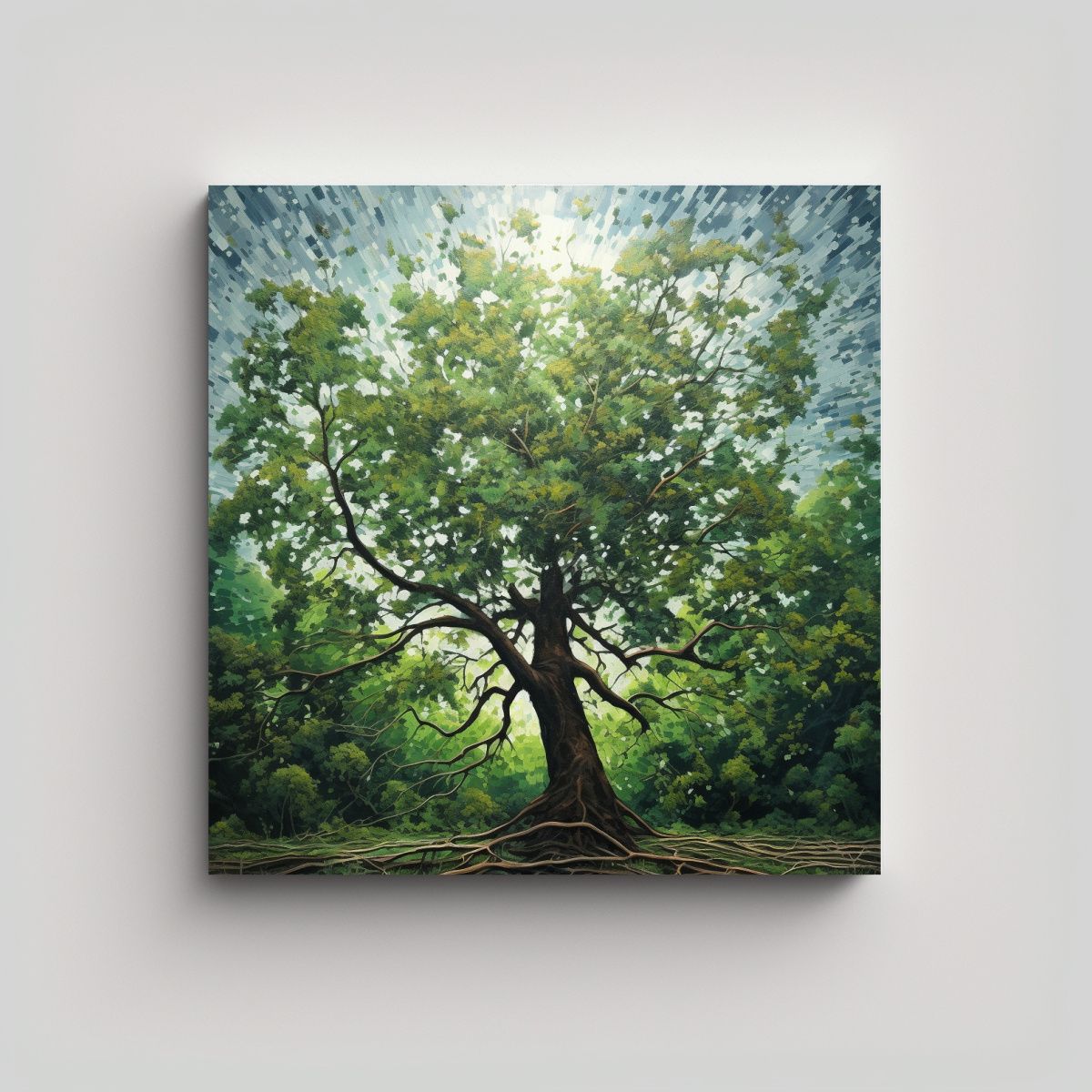 GENERICO - Pintura Abstracta De Un árbol En Un Bosque 60x60 Cm