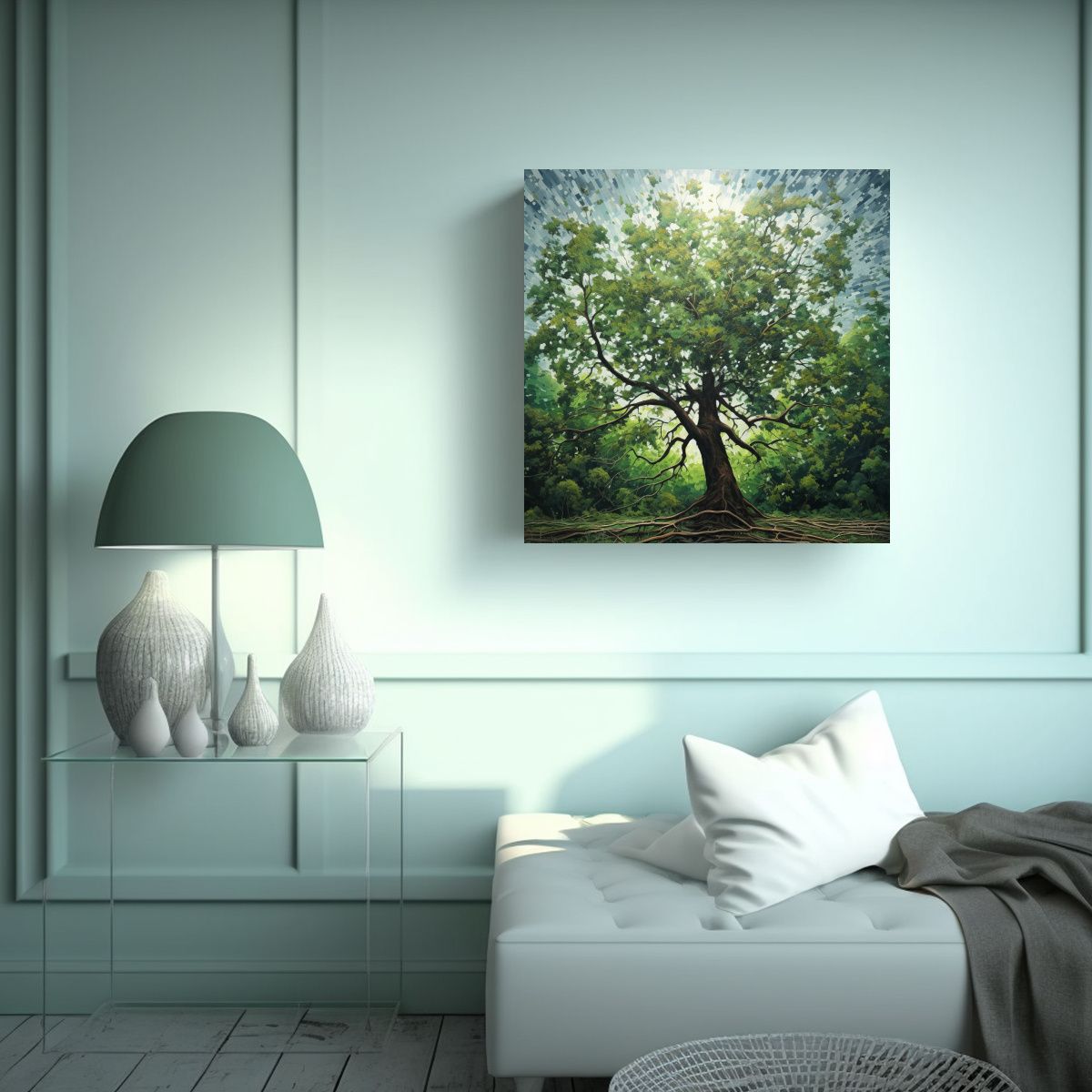 GENERICO - Pintura Abstracta De Un árbol En Un Bosque 60x60 Cm
