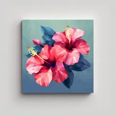 GENERICO - Ilustración De Hibiscus En Lienzo De Tela Con 60x60 Cm