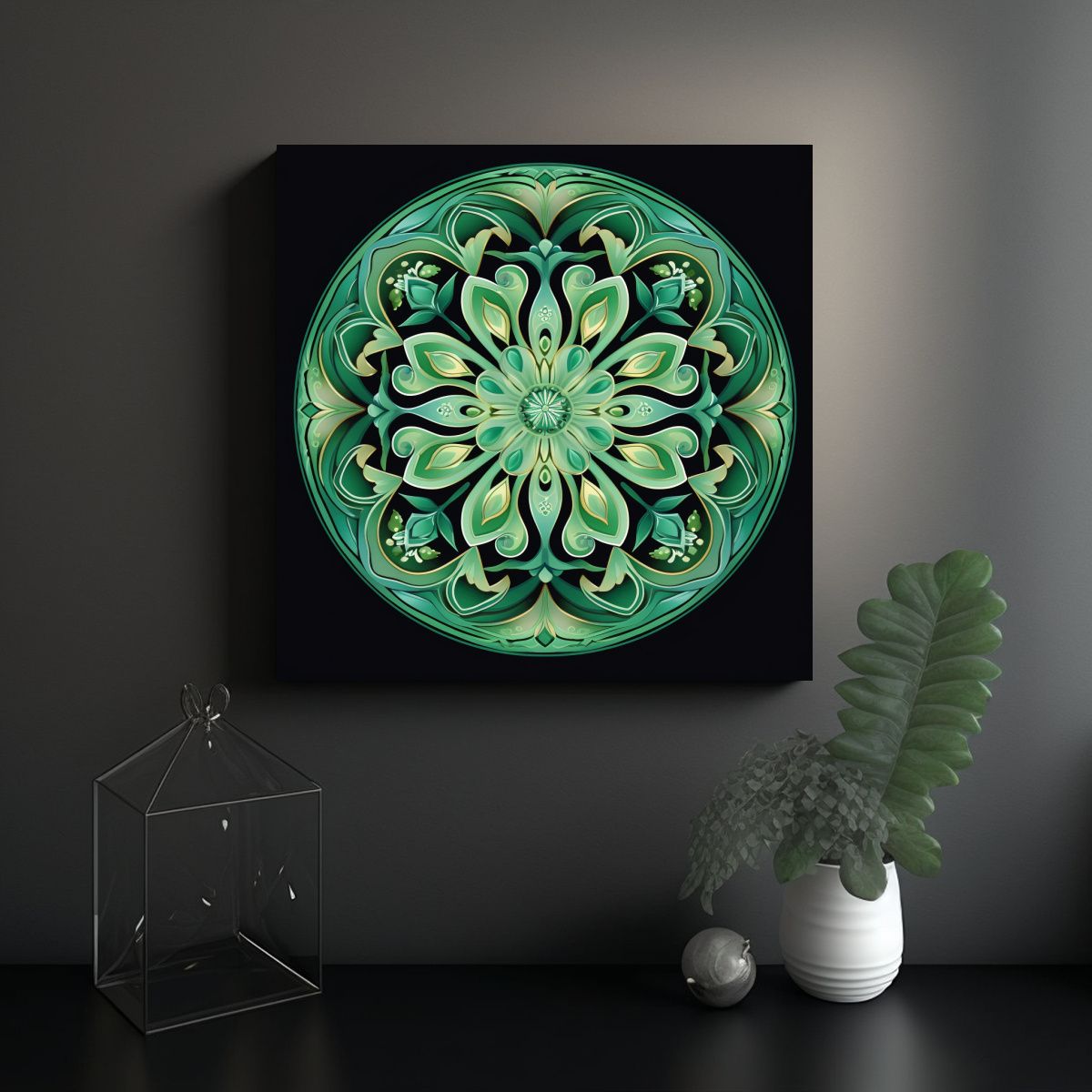 GENERICO - Pinturas Decorativas Modernas De Mandala Verde 60x60 Cm