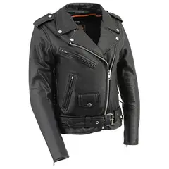 MILWAUKEE LEATHER - - Chaqueta de Cuero Mujer Estilo Ramonera