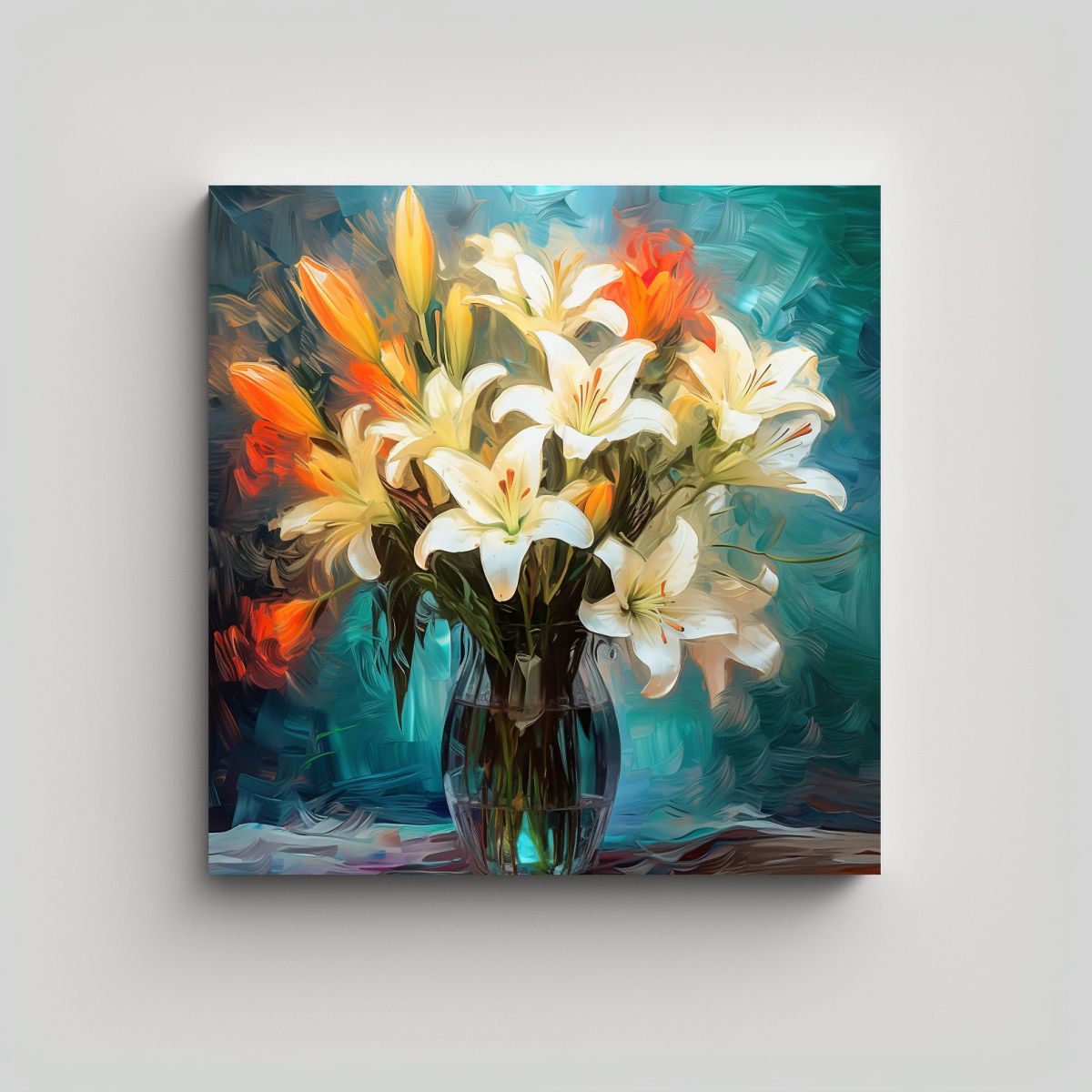 GENERICO - Arte Pared Alegre Conceptual Lirios Aceite 60x60 Cm