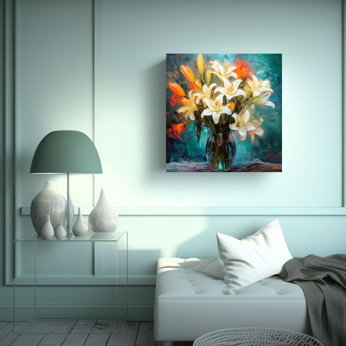 GENERICO - Arte Pared Alegre Conceptual Lirios Aceite 60x60 Cm