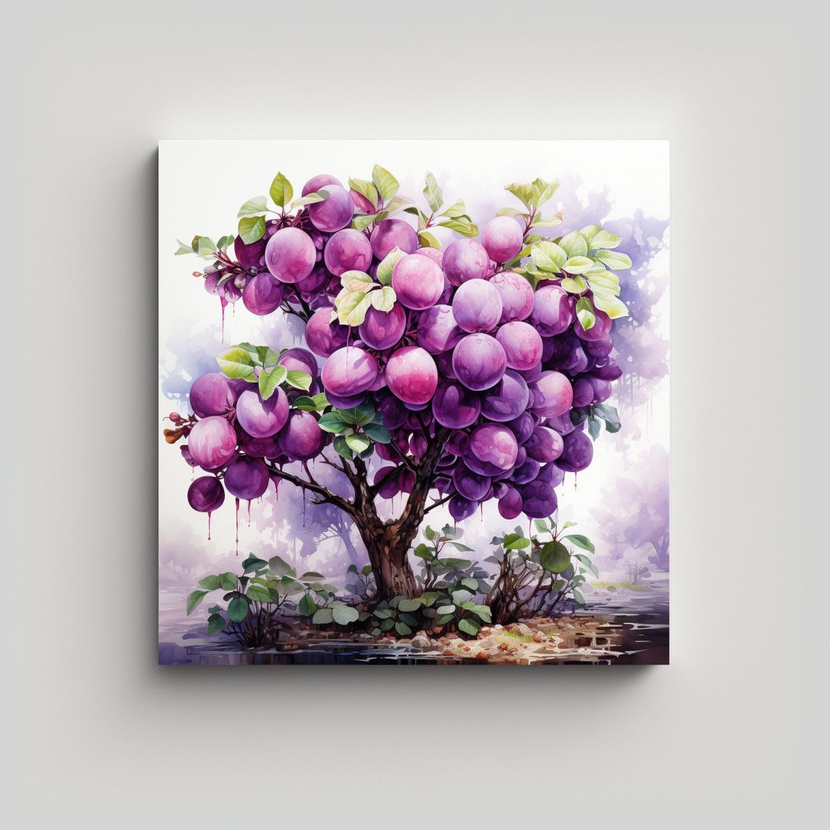 GENERICO - Lienzo De Tela Colores Luminosos árbol De Frutas 60x60 Cm