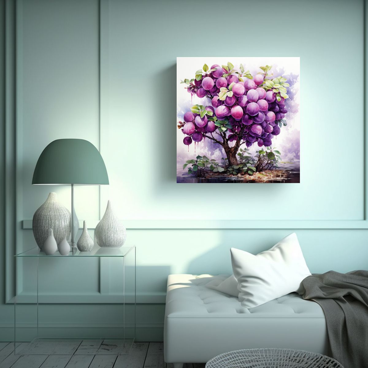 GENERICO - Lienzo De Tela Colores Luminosos árbol De Frutas 60x60 Cm