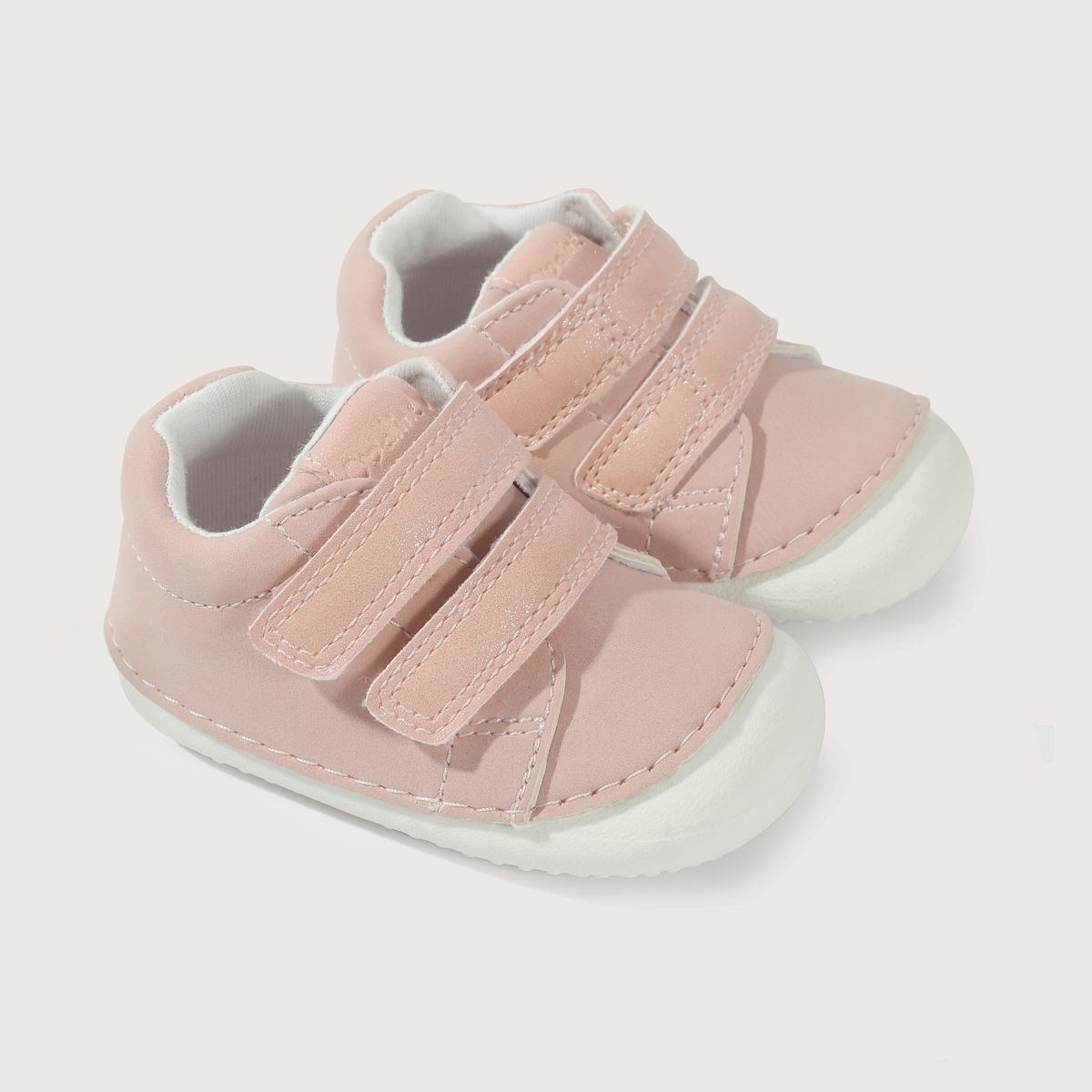 OPALINE - Zapatilla rosada de niña con velcros para gatear