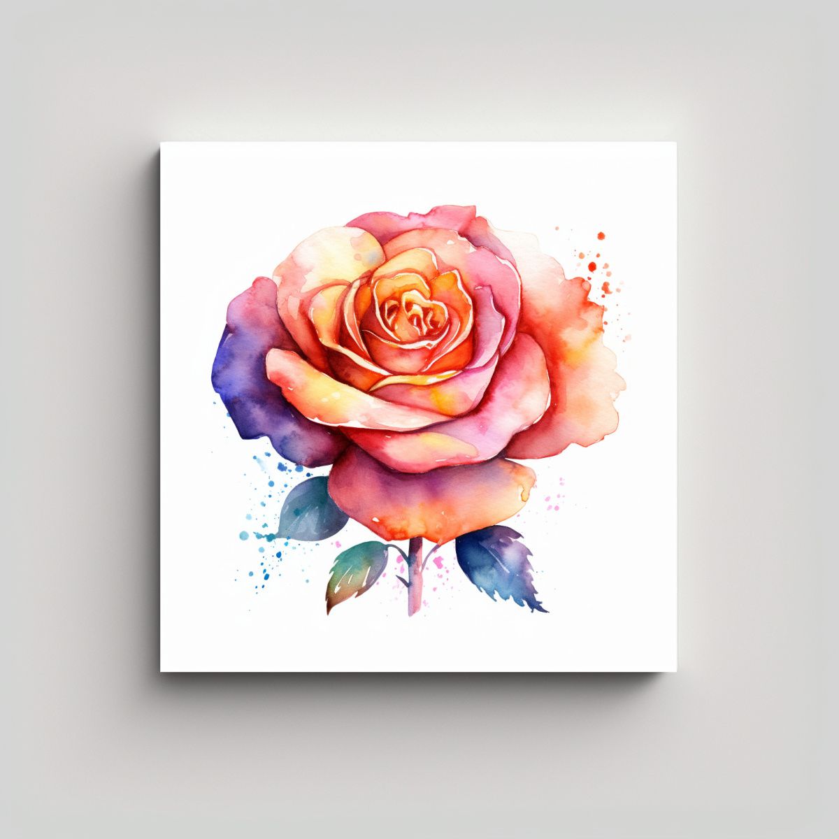 GENERICO - Cuadro Boho De Rosa Acuarela En Vanguardia Poder 60x60 Cm