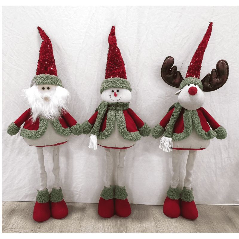 CARIBEE - Set 3 Muñecos Patas Largas Navidad Rojo