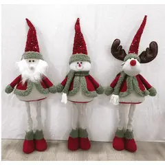 CARIBEE - Set 3 Muñecos Patas Largas Navidad Rojo