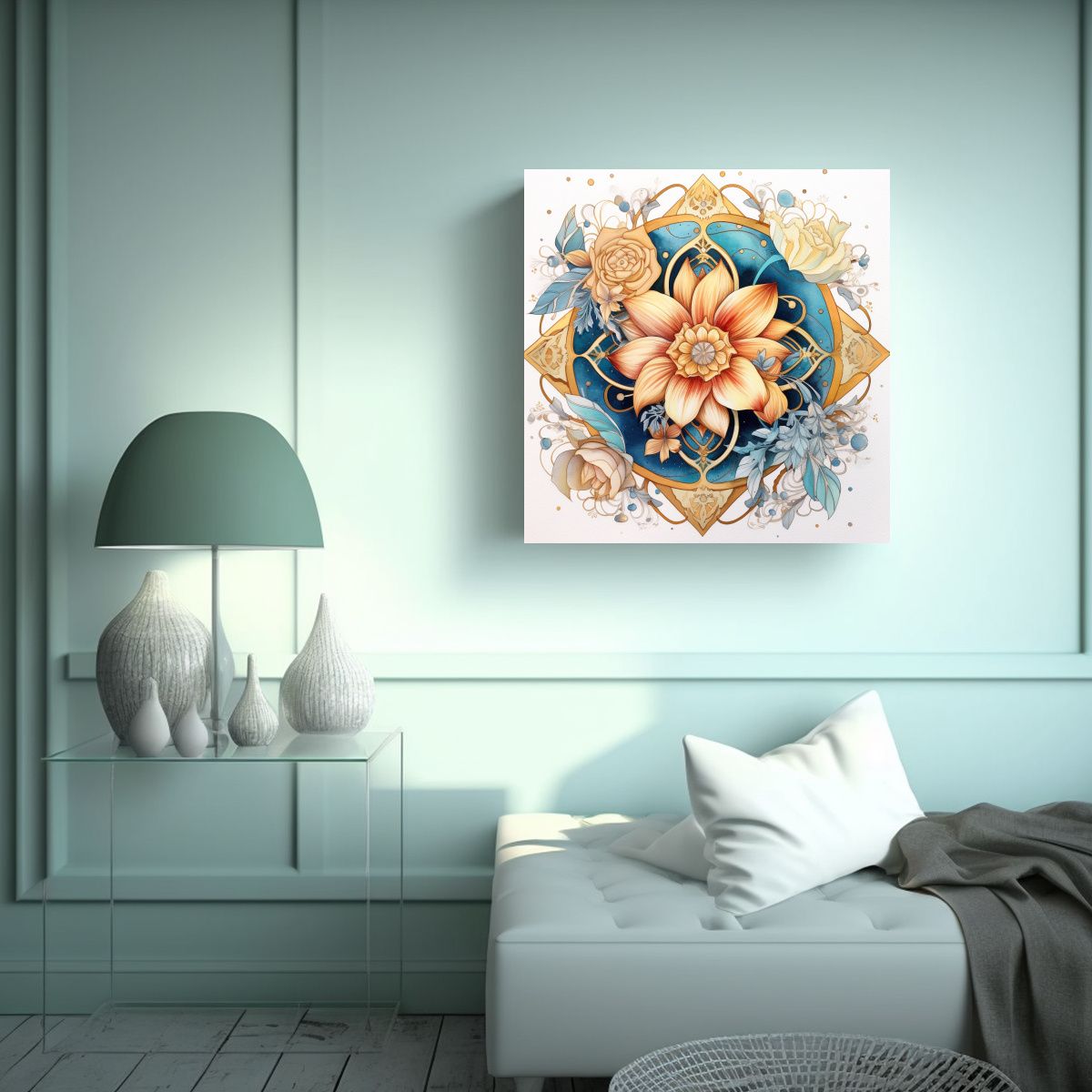 GENERICO - Concepto Dimensiones Arte Pared Flor Mandala 60x60 Cm