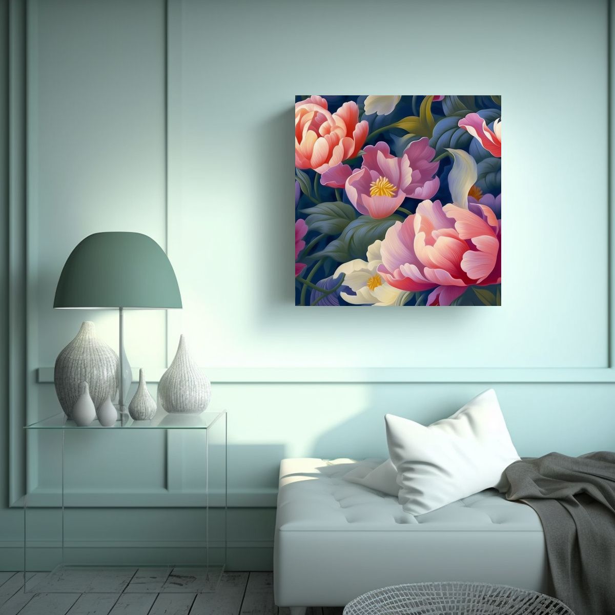 GENERICO - Bello Arte Floral Realista Composición De 60x60 Cm