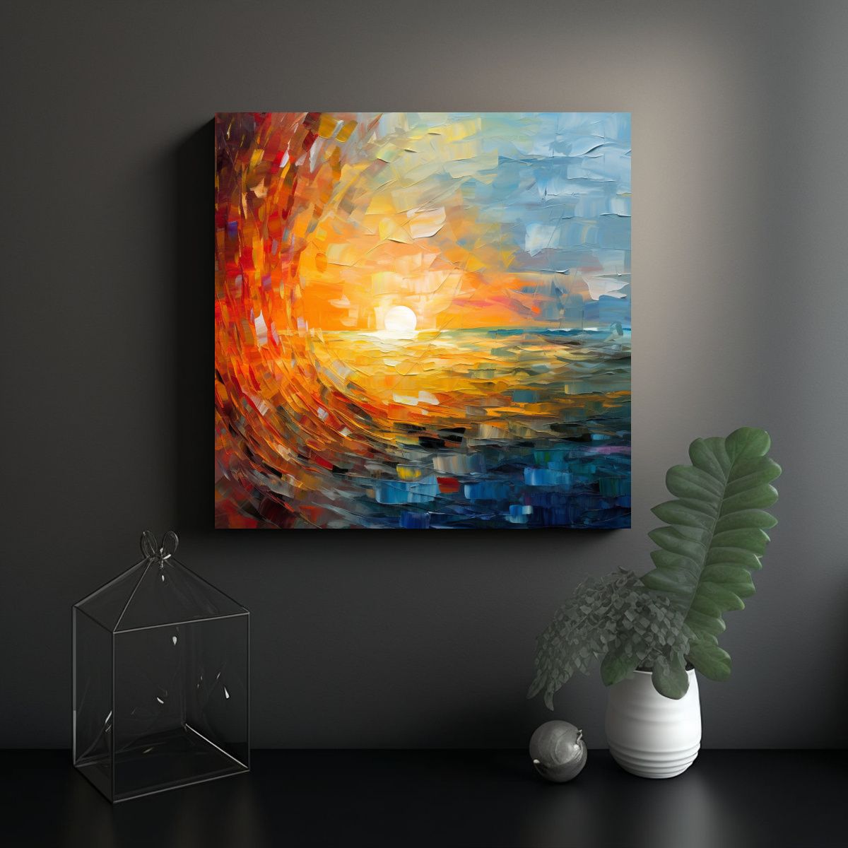 GENERICO - Pinturas Abstractas De Acuarela Al Atardecer 60x60 Cm