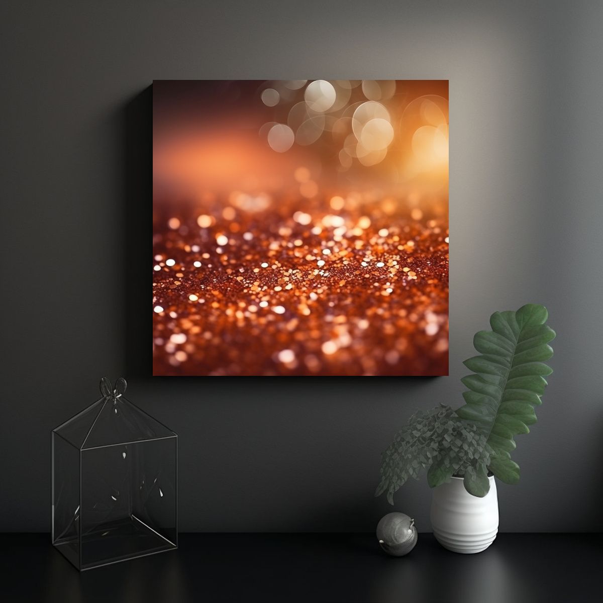 GENERICO - Cuadros Decorativos Abstractos En Tono Cobre Y 60x60 Cm