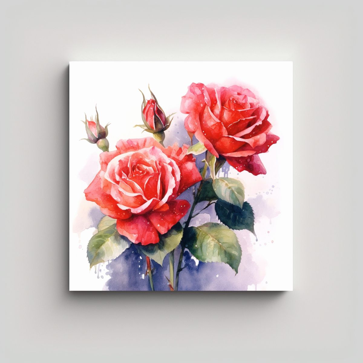 GENERICO - Cuadro Decorativo Inspirador De Rosas Rojas En 60x60 Cm