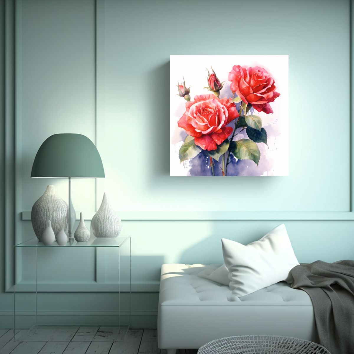 GENERICO - Cuadro Decorativo Inspirador De Rosas Rojas En 60x60 Cm