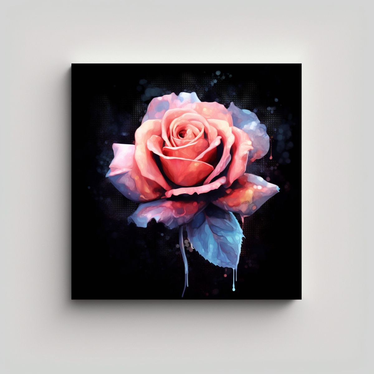 GENERICO - Cuadro Moderno Abstracto Canva Rosa Acuarela En 60x60 Cm.