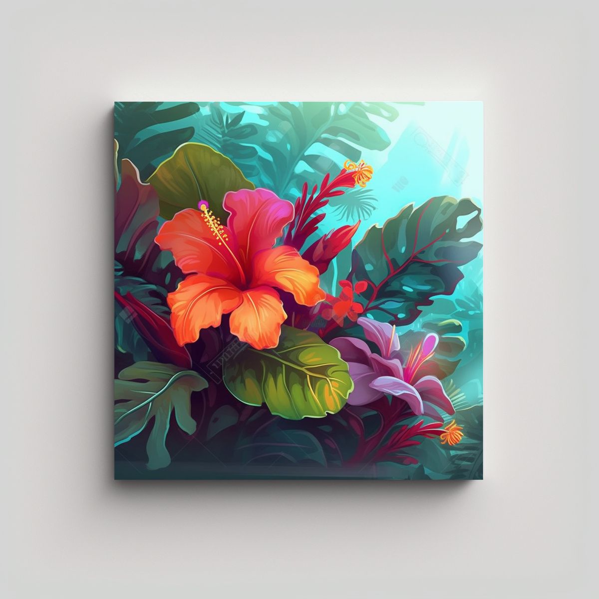 GENERICO - Belleza Tropical Lienzo De Tela Con Flores 60x60 Cm