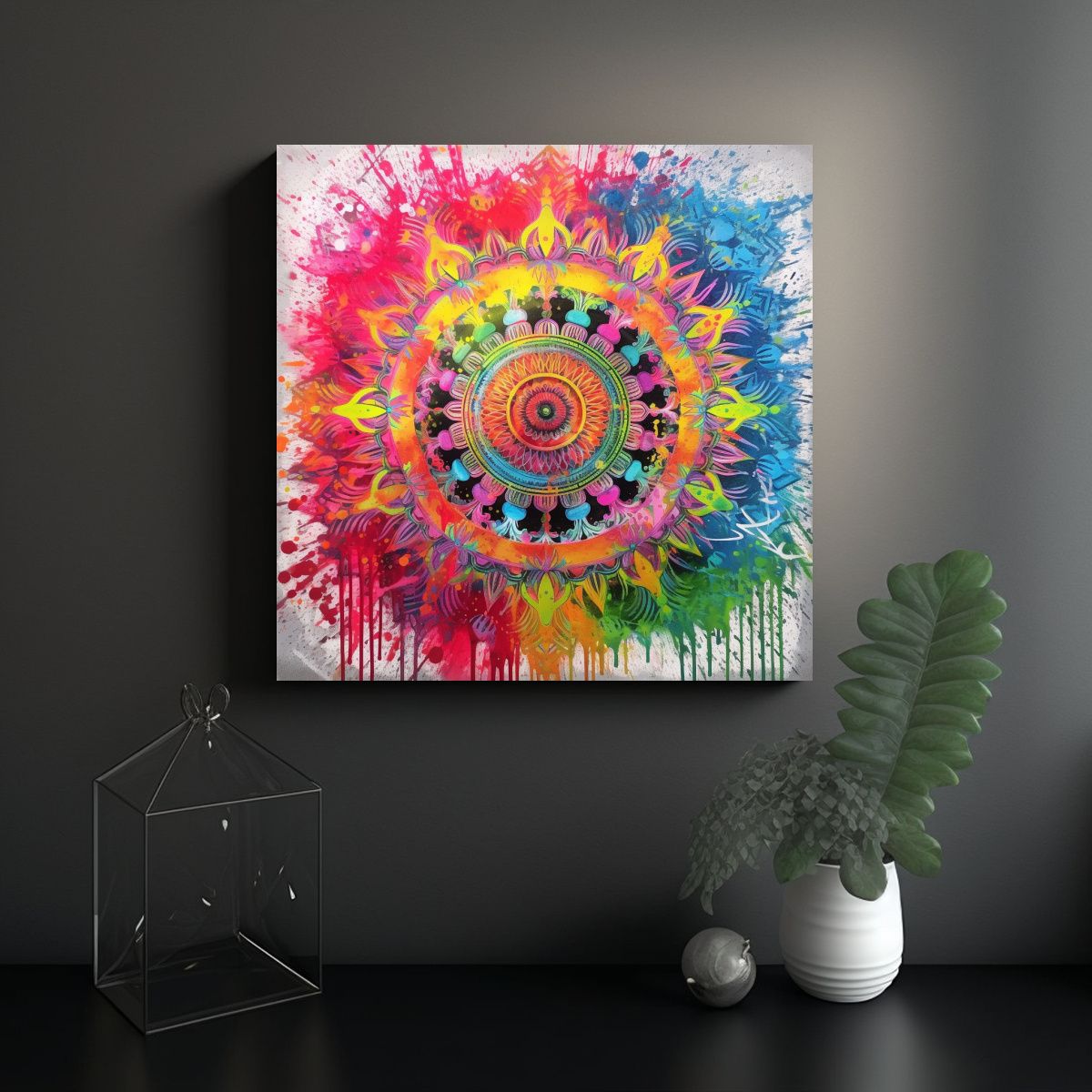 GENERICO - Pintura De Arte Callejero Abstracto Simétrico 60x60 Cm