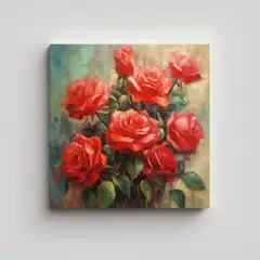 GENERICO - Cuadro Vintage De Rosas Rojas Con Estilo Galería 60x60 Cm