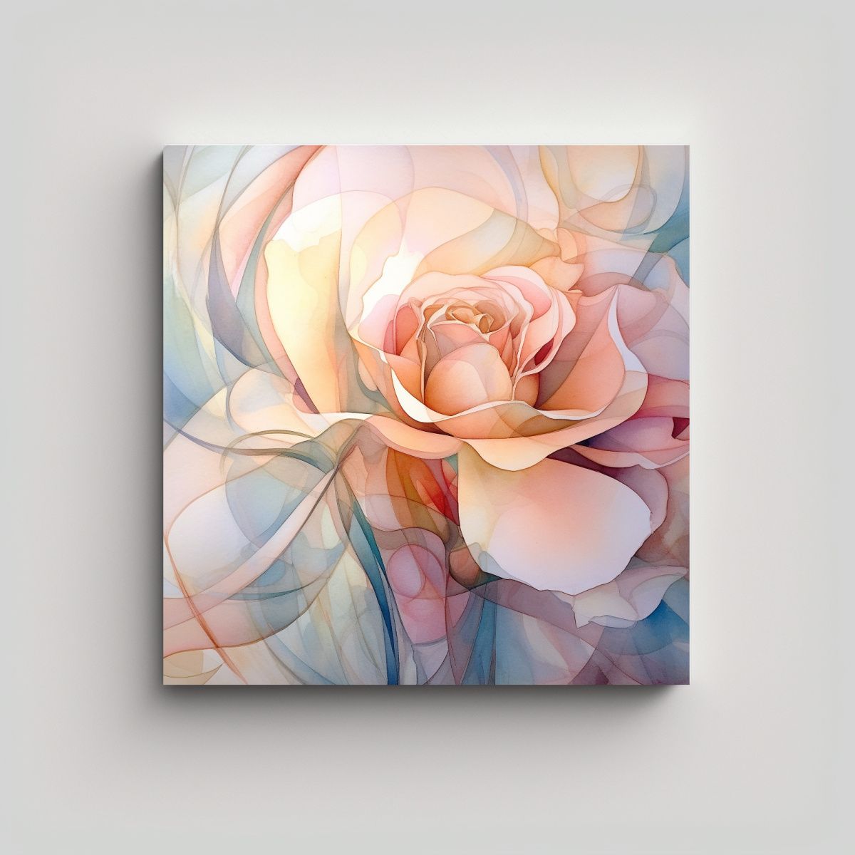 GENERICO - Cuadro De Rosa Abstracta En Acuarela De Tonos 60x60 Cm