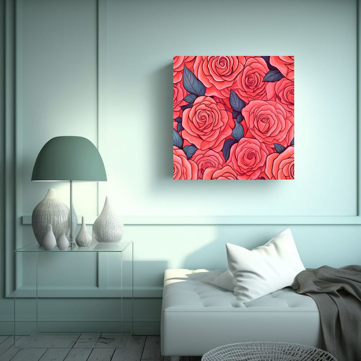 GENERICO - Cuadro Decorativo Vivacious Rose - Arte Único 60x60 Cm