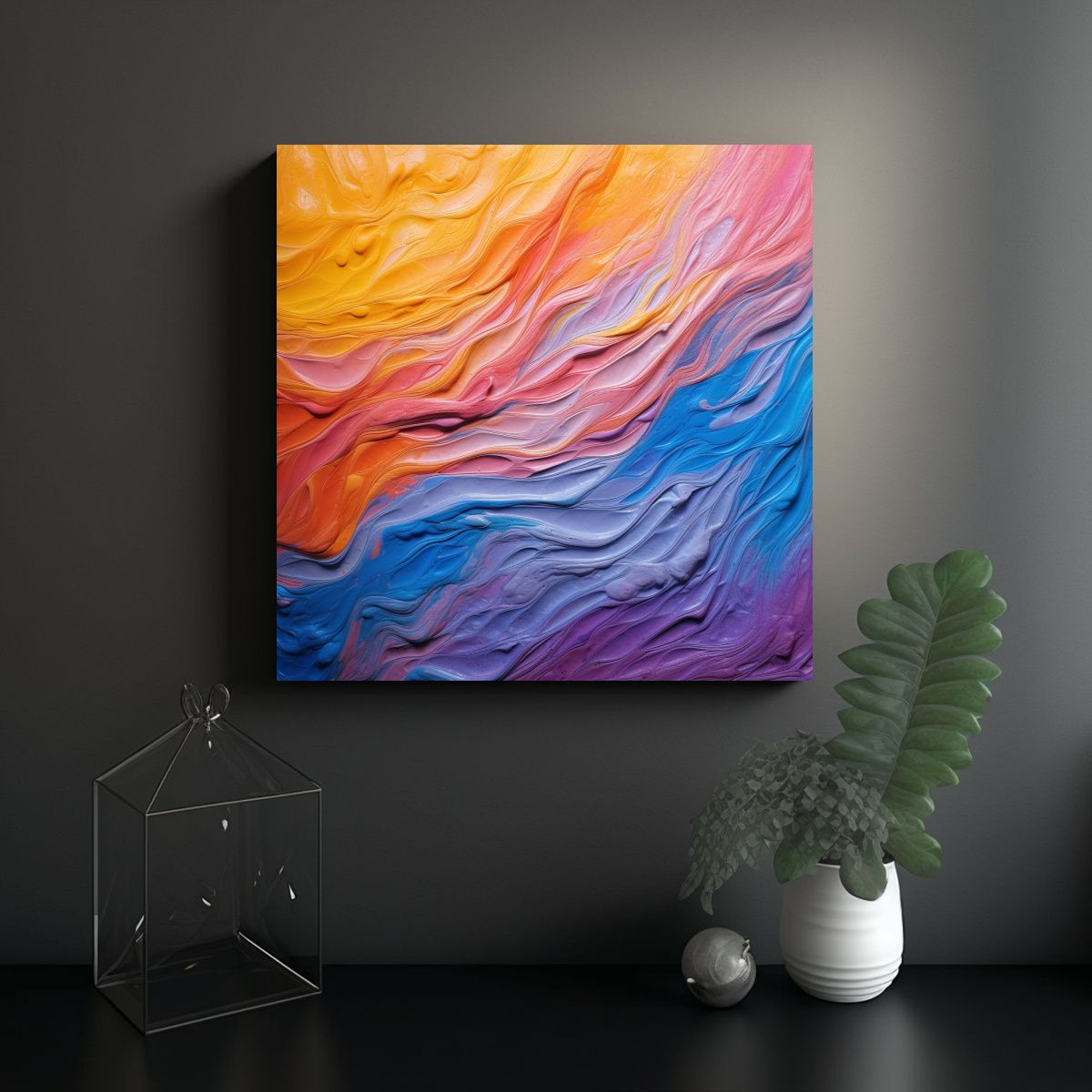 GENERICO - Fondo Acuarela Textura Refinada Azul Rosa Naranja 60x60 Cm