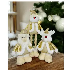 CARIBEE - Set 3 Muñecos Patas Largas Navidad Dorado