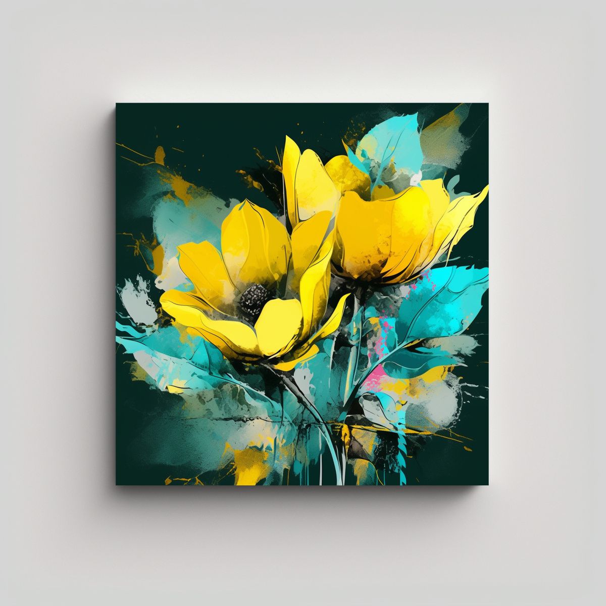 GENERICO - Cuadrado Exposición Arte Fino Amarillo Y 60x60 Cm