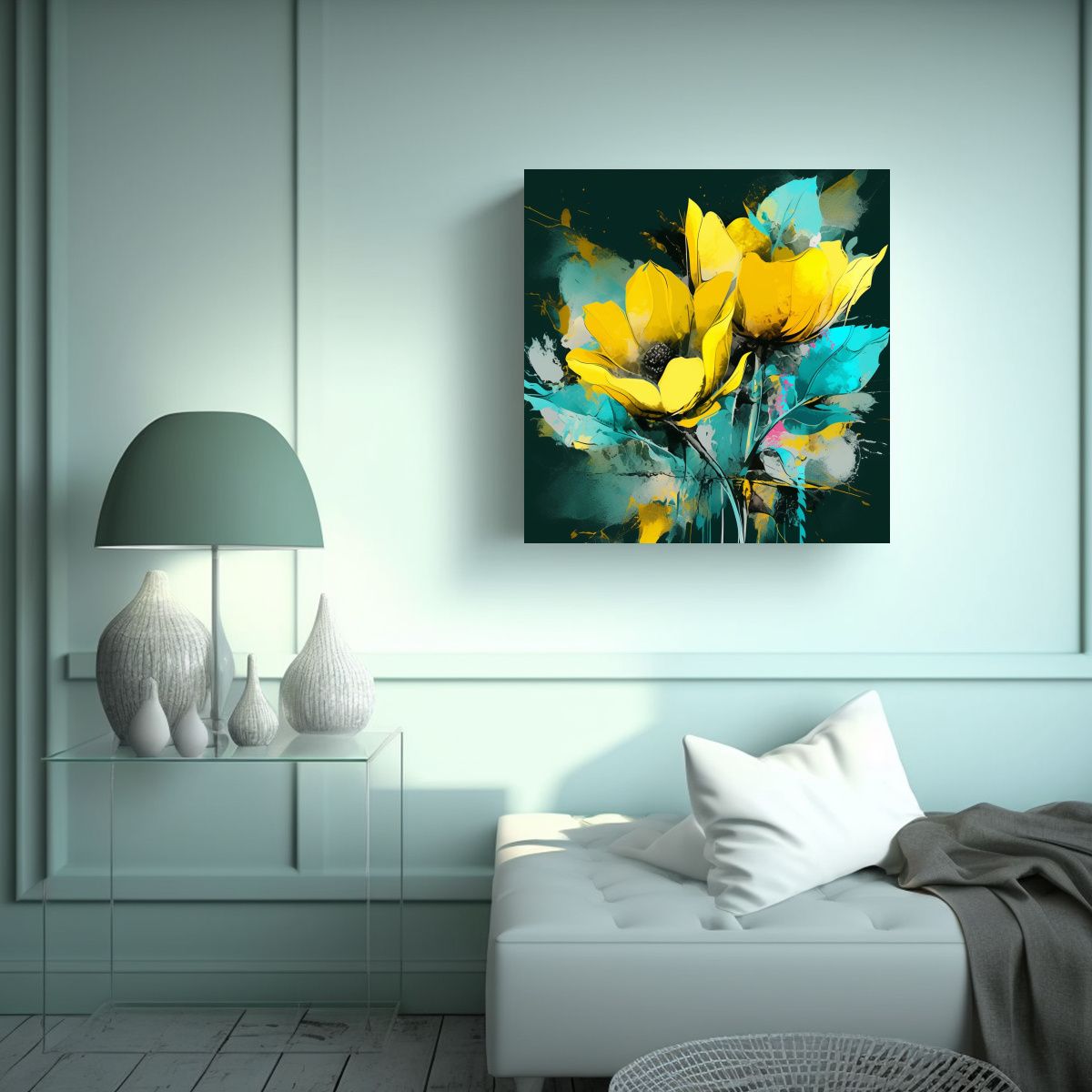 GENERICO - Cuadrado Exposición Arte Fino Amarillo Y 60x60 Cm