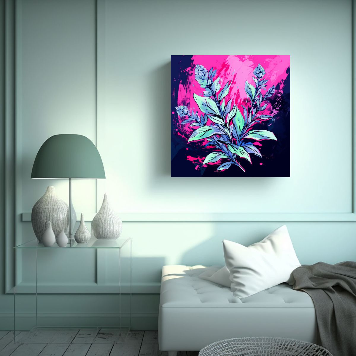 GENERICO - Pinturas Decorativas En Tonos Lavanda Y Verde Y 60x60 Cm