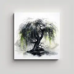 GENERICO - Cuadro Acuarela Exclusivo Willow Tree Colores 60x60 Cm.