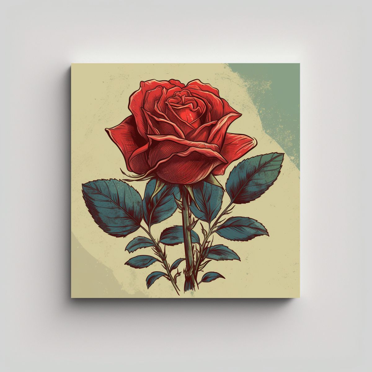 GENERICO - Diseño Impactante Cuadro Ilustrativo De Rosa 60x60 Cm