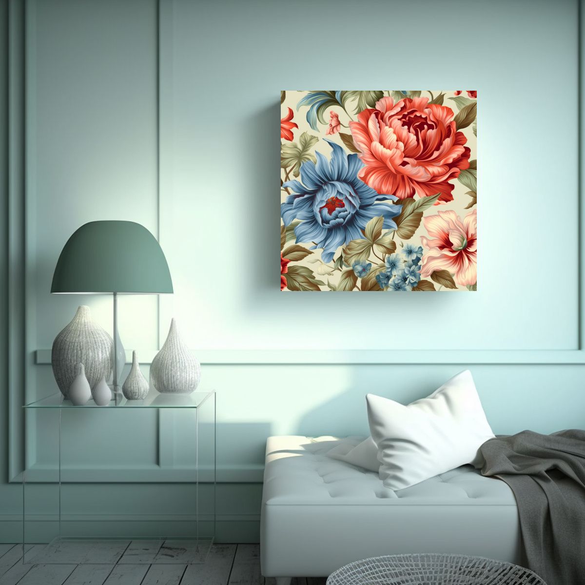 GENERICO - Composición De Arte Y Equilibrio Patrón Floral 60x60 Cm