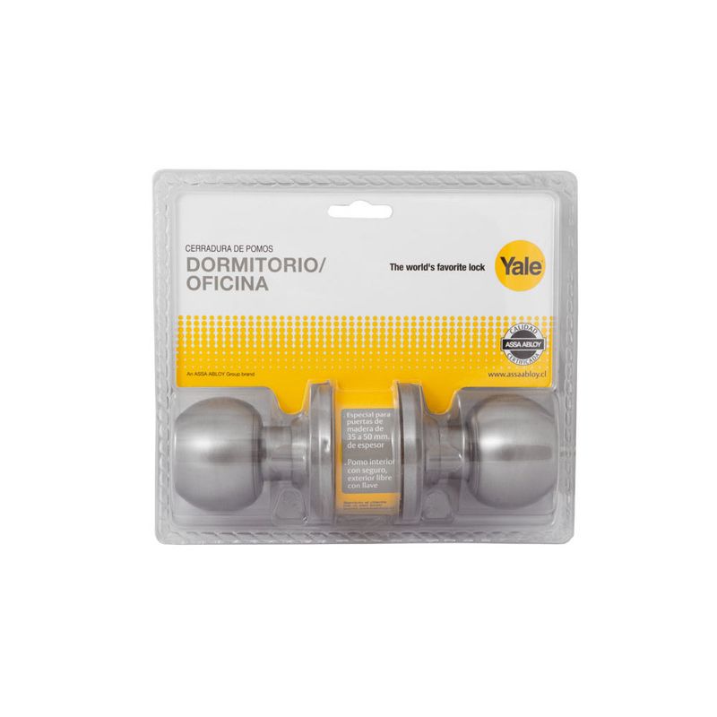 YALE - Cerradura pomo dormitorio/oficina acero inoxidable