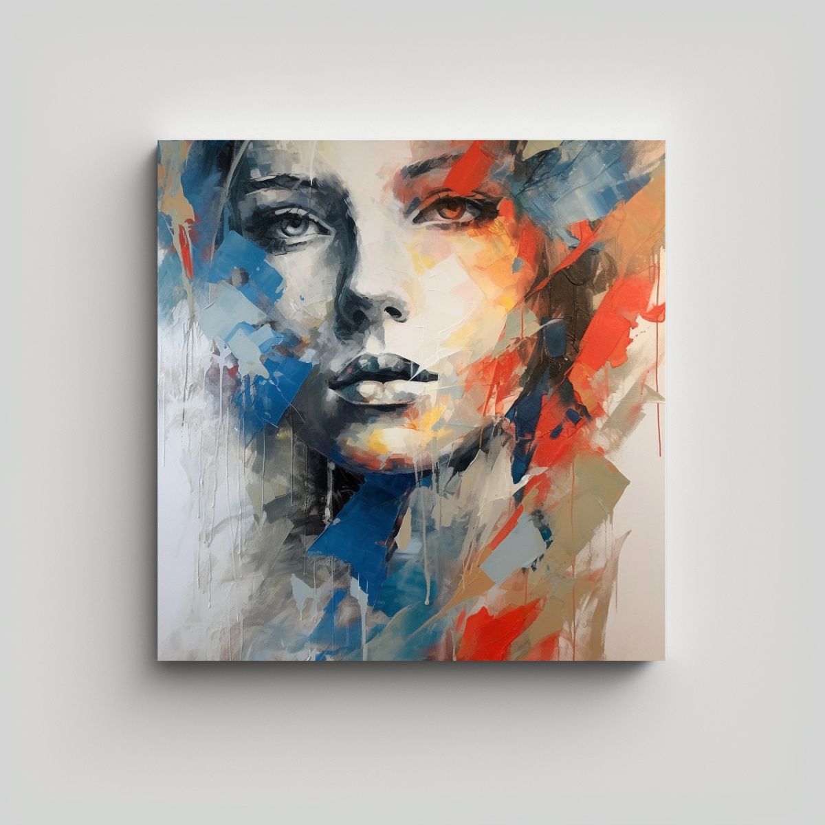 GENERICO - Cuadro Abstracto De óleo Con Rostro Hermoso 60x60 Cm