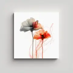 GENERICO - Lienzo Moderno De Flores De Amapola En 60x60 Cm