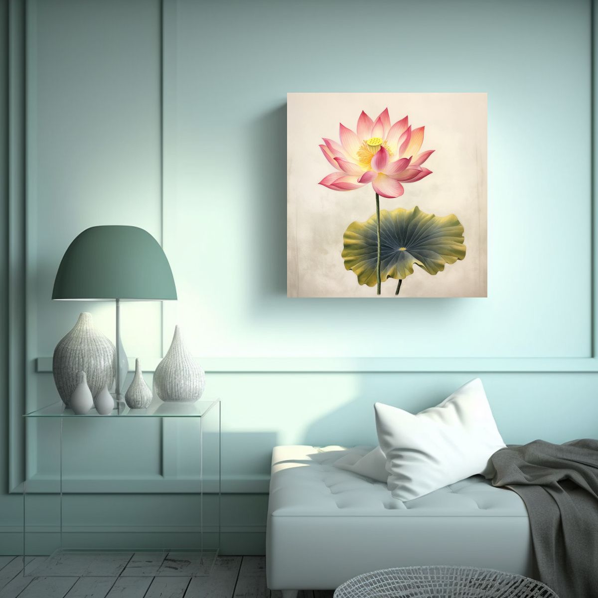 GENERICO - Relieve Inspirador De Loto Rosa Y Amarillo En 60x60 Cm