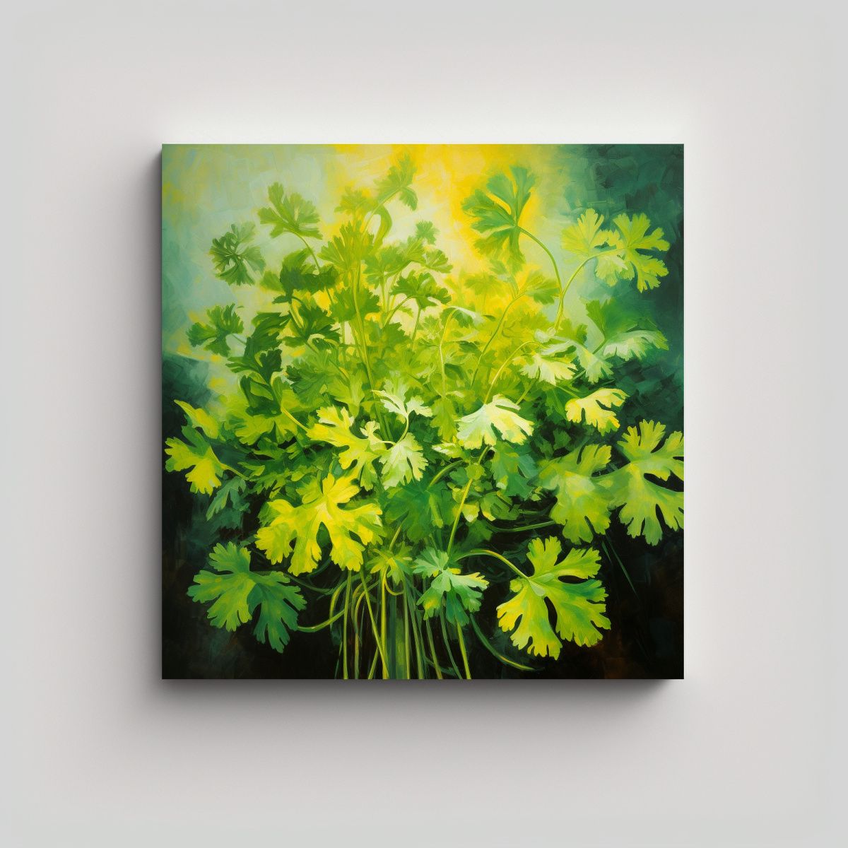 GENERICO - Cuadro Cuadrado De Hierbas De Cilantro Pintura 60x60 Cm