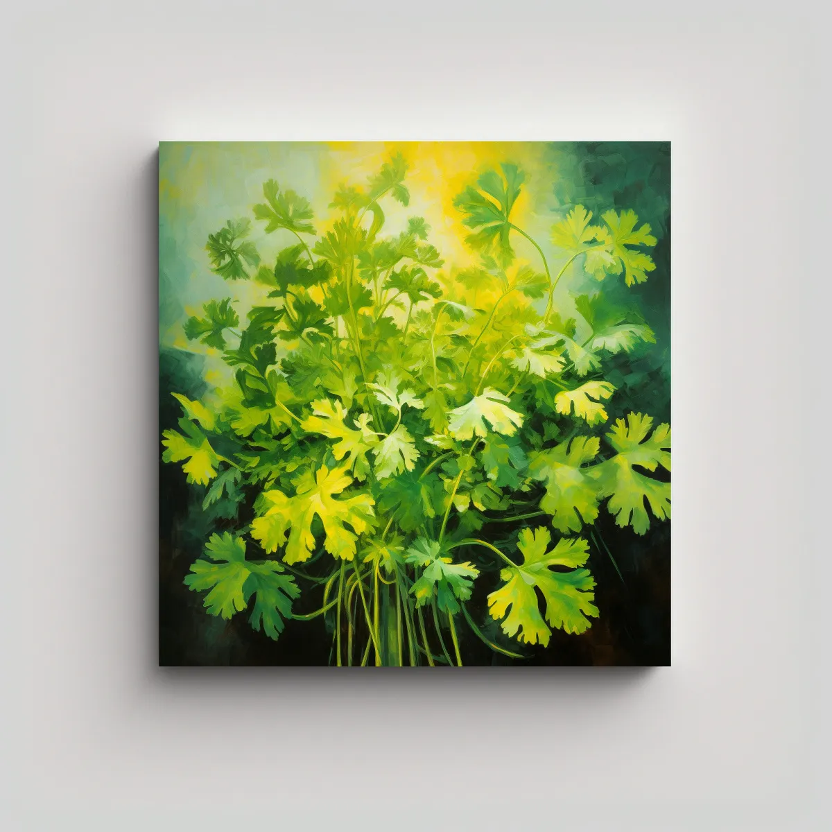 GENERICO - Cuadro Cuadrado De Hierbas De Cilantro Pintura 60x60 Cm