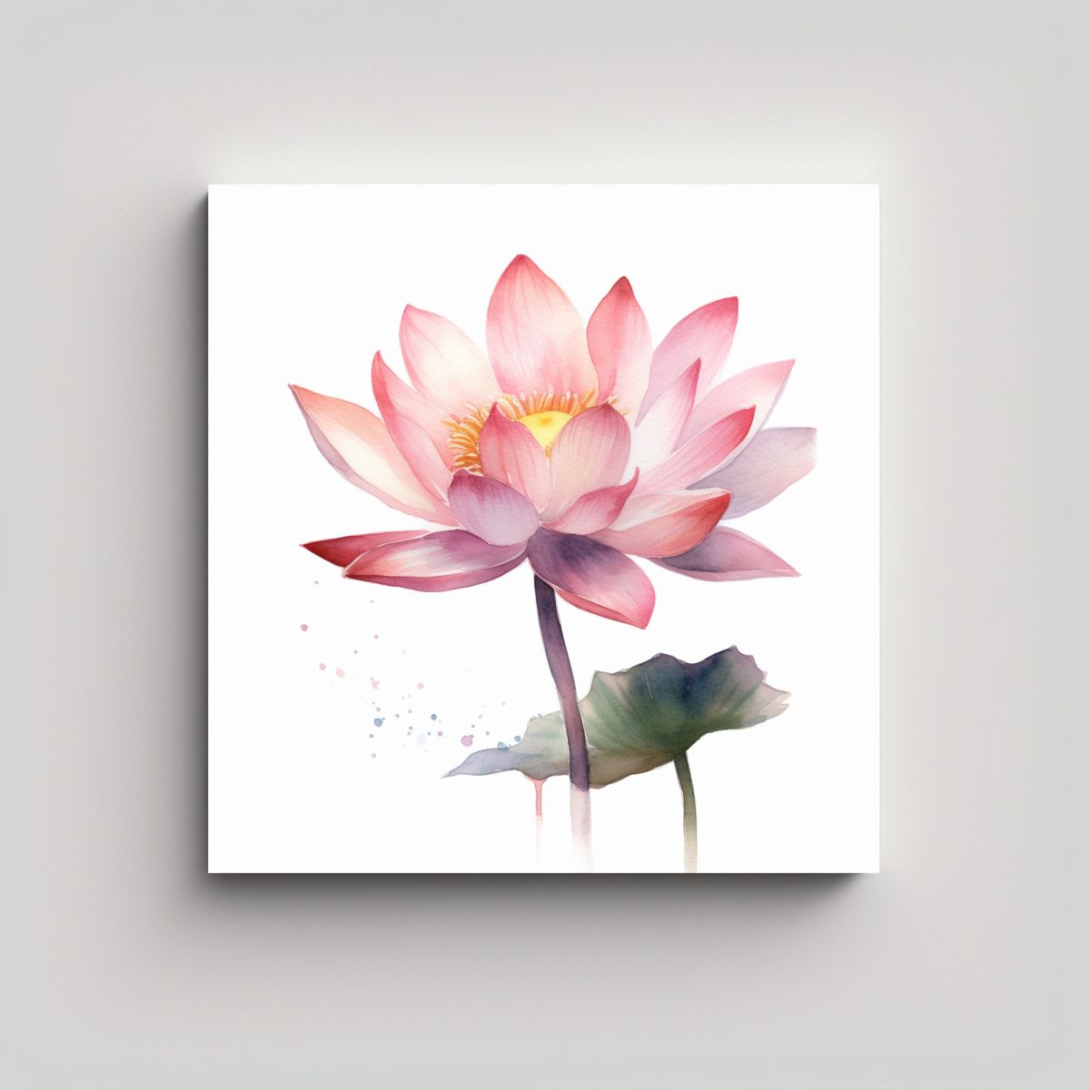GENERICO - Cuadro Lotos Acuarela Composición Dinámica 60x60 Cm