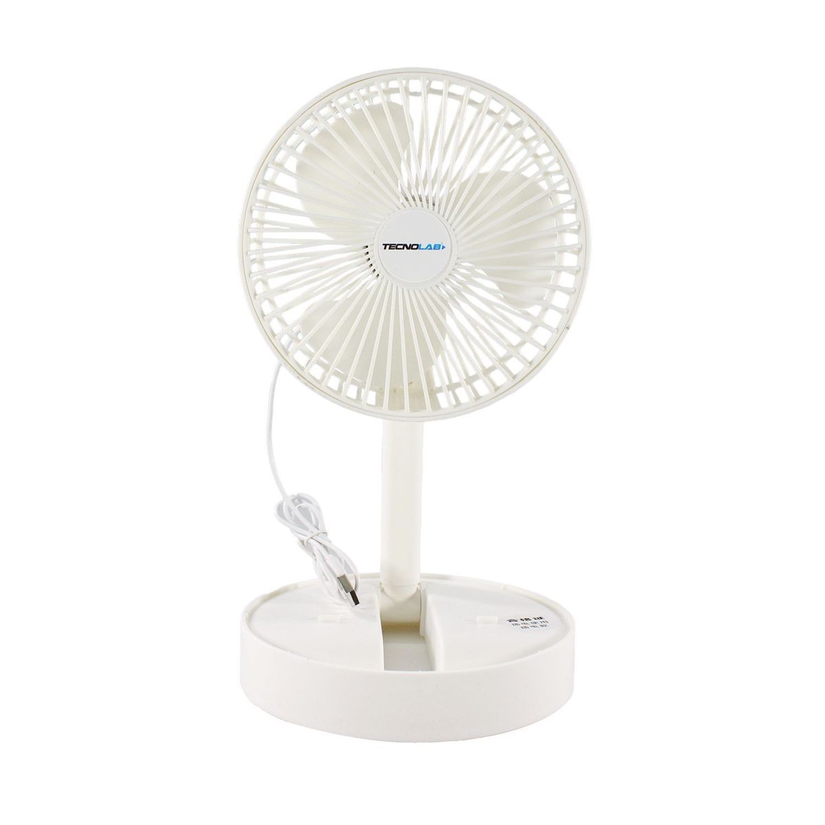 TECNOLAB - Ventilador USB Blanco Portátil Con Pedestal Y Soporte - SC