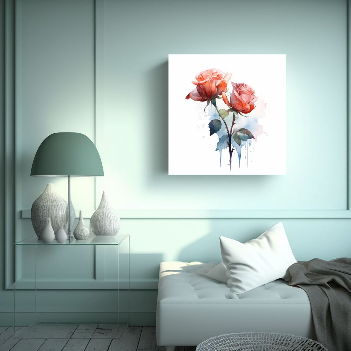 GENERICO - Correia Rosa Acuarela Emergente Fondo Blanco 60x60 Cm.