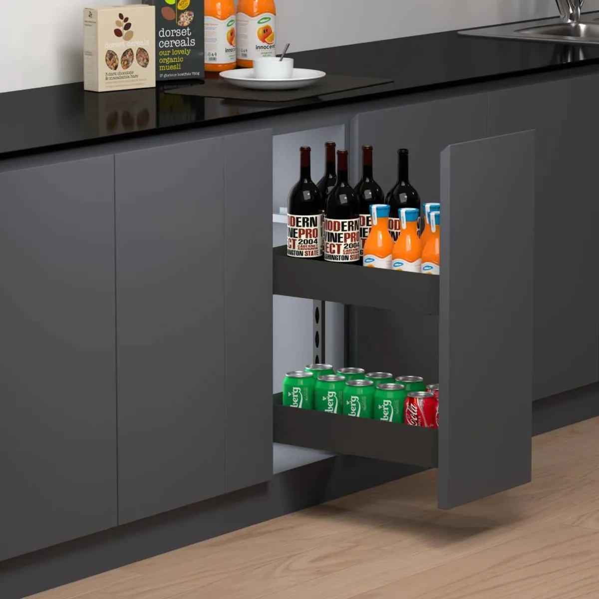 KUTZ - Cesta extraíble lateral antracita 250 mm