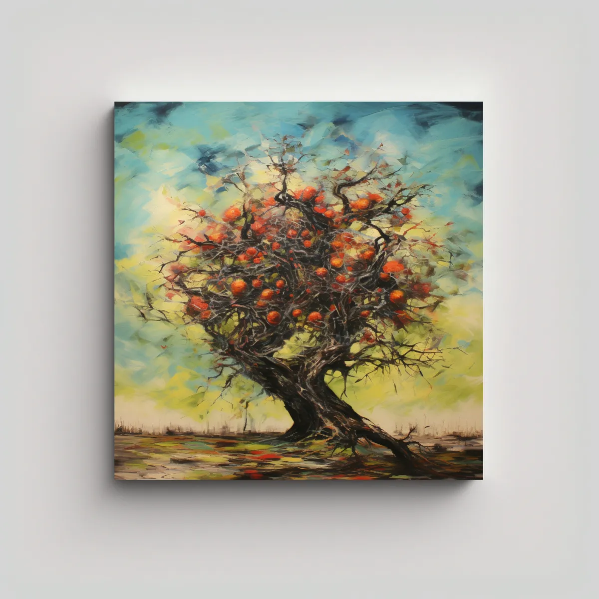 GENERICO - Lienzo De Abstracción Llamativo De Un Manzano 60x60 Cm