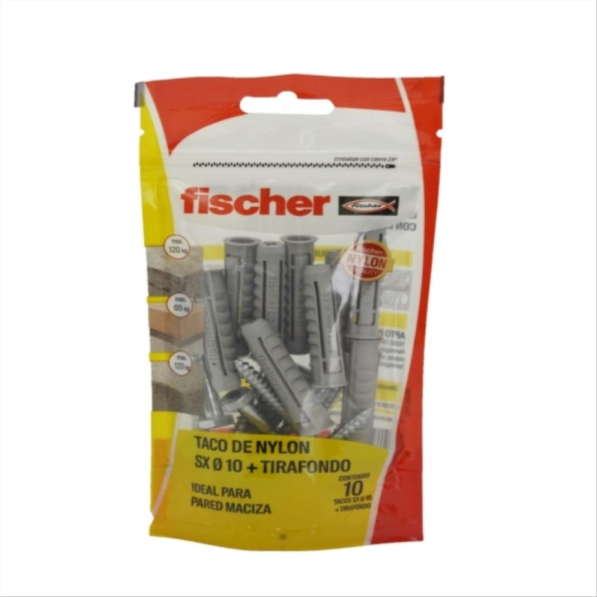 FISCHER - Tarugo Nylon SX10mm + Tornillo 6x60mm  10 unidades