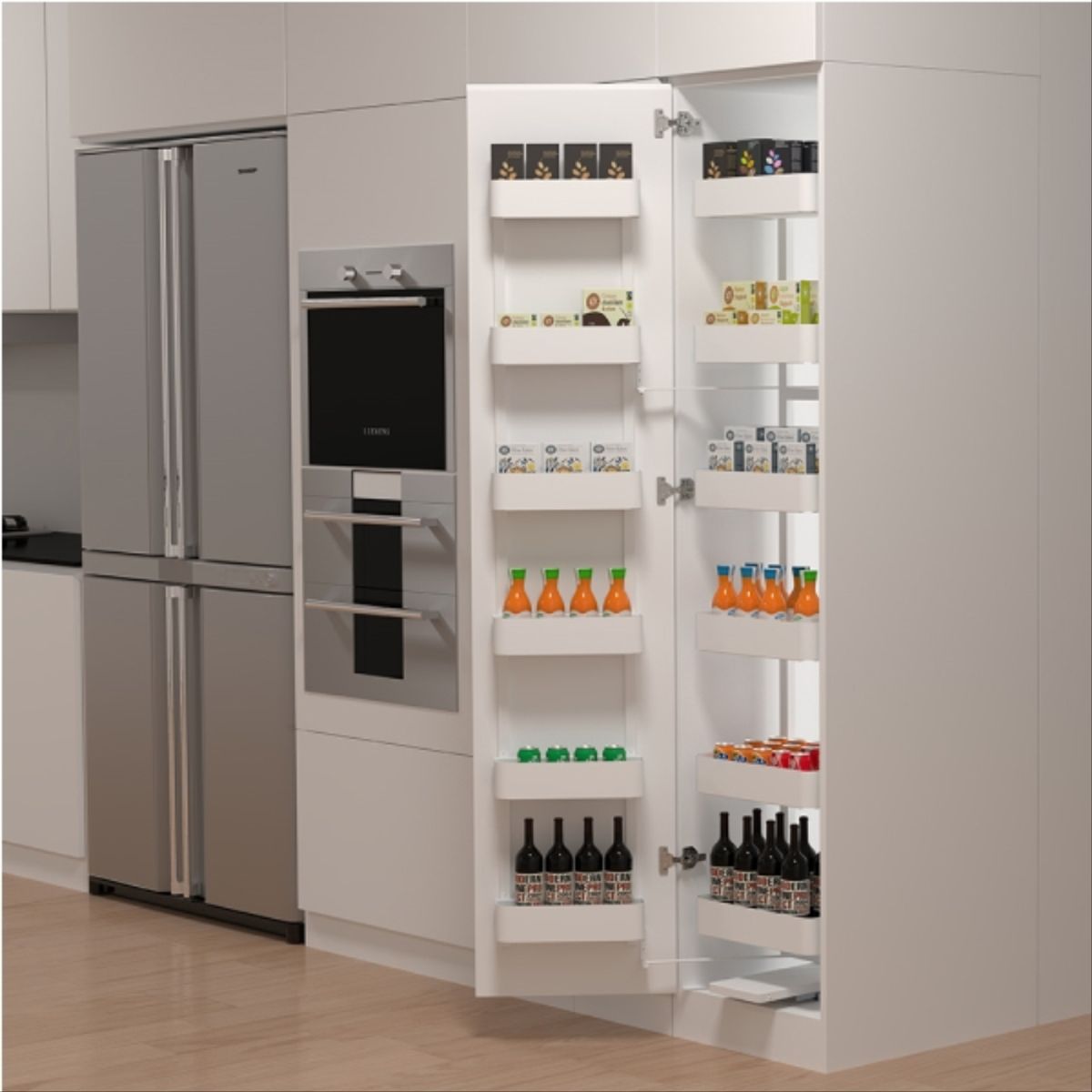 KUTZ - Despensa extraible para mueble 1 pta 6 cestos 450mm blanca