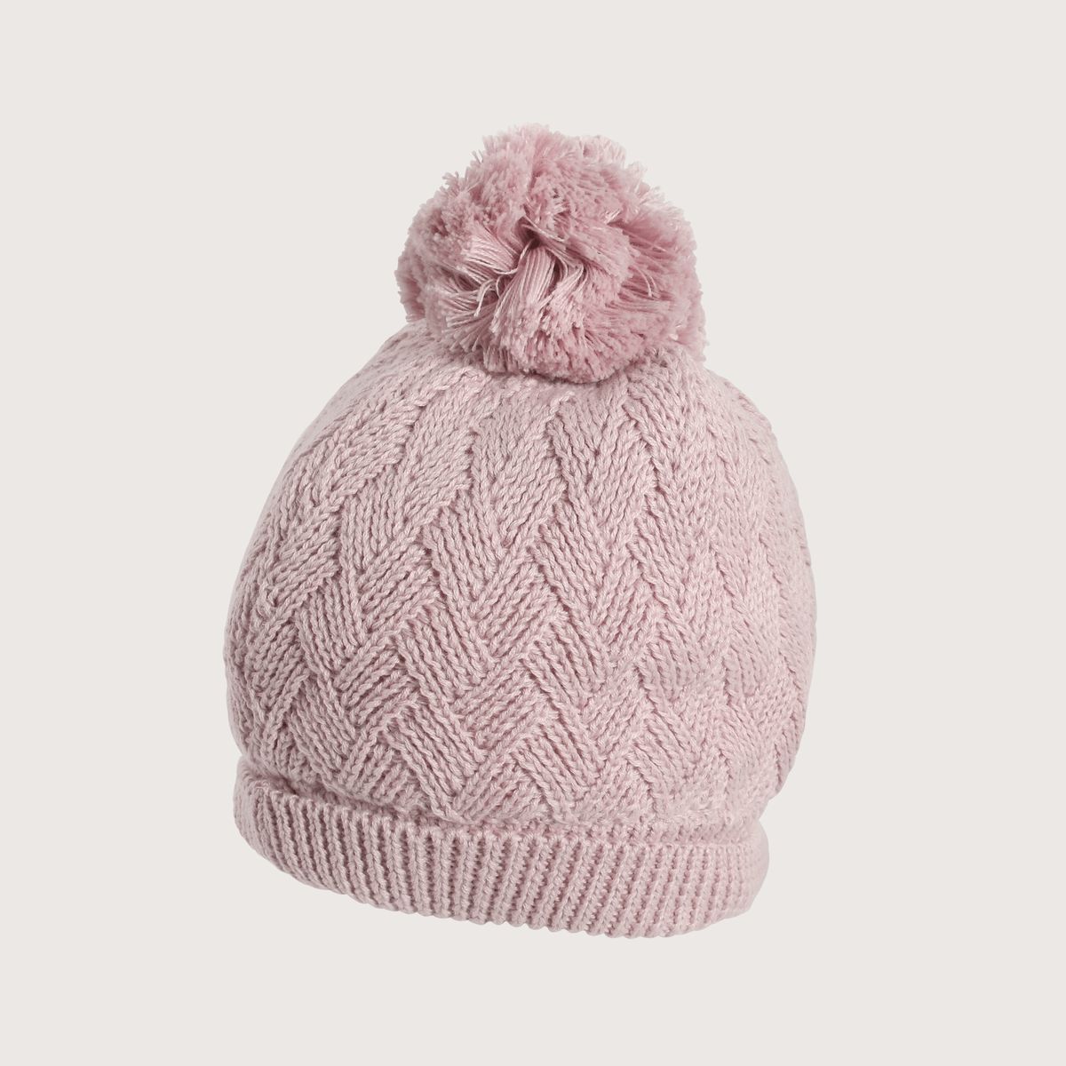 OPALINE - Gorro tejido para niña color rosa con pompón