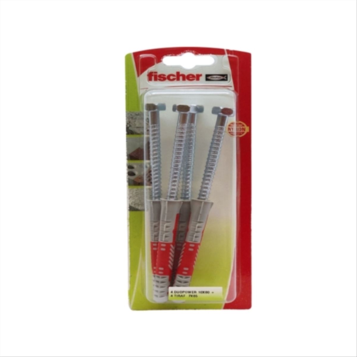 FISCHER - Tarugo Universal Duopower 10mm + Tirafondo  4 unidades
