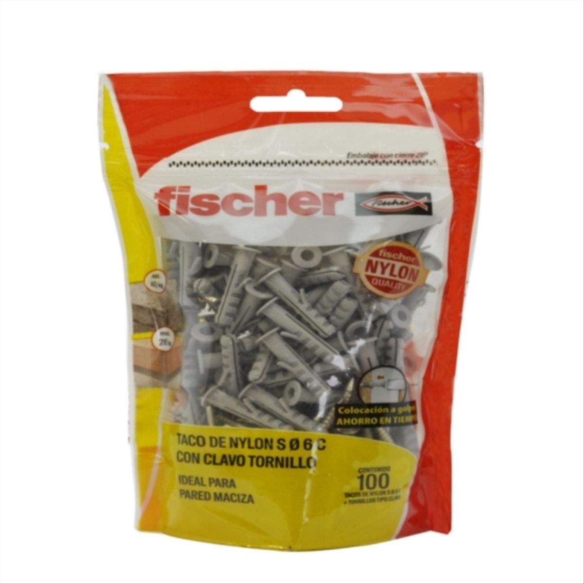 FISCHER - Tarugo - Clavo Tornillo SA6mm  100 unidades