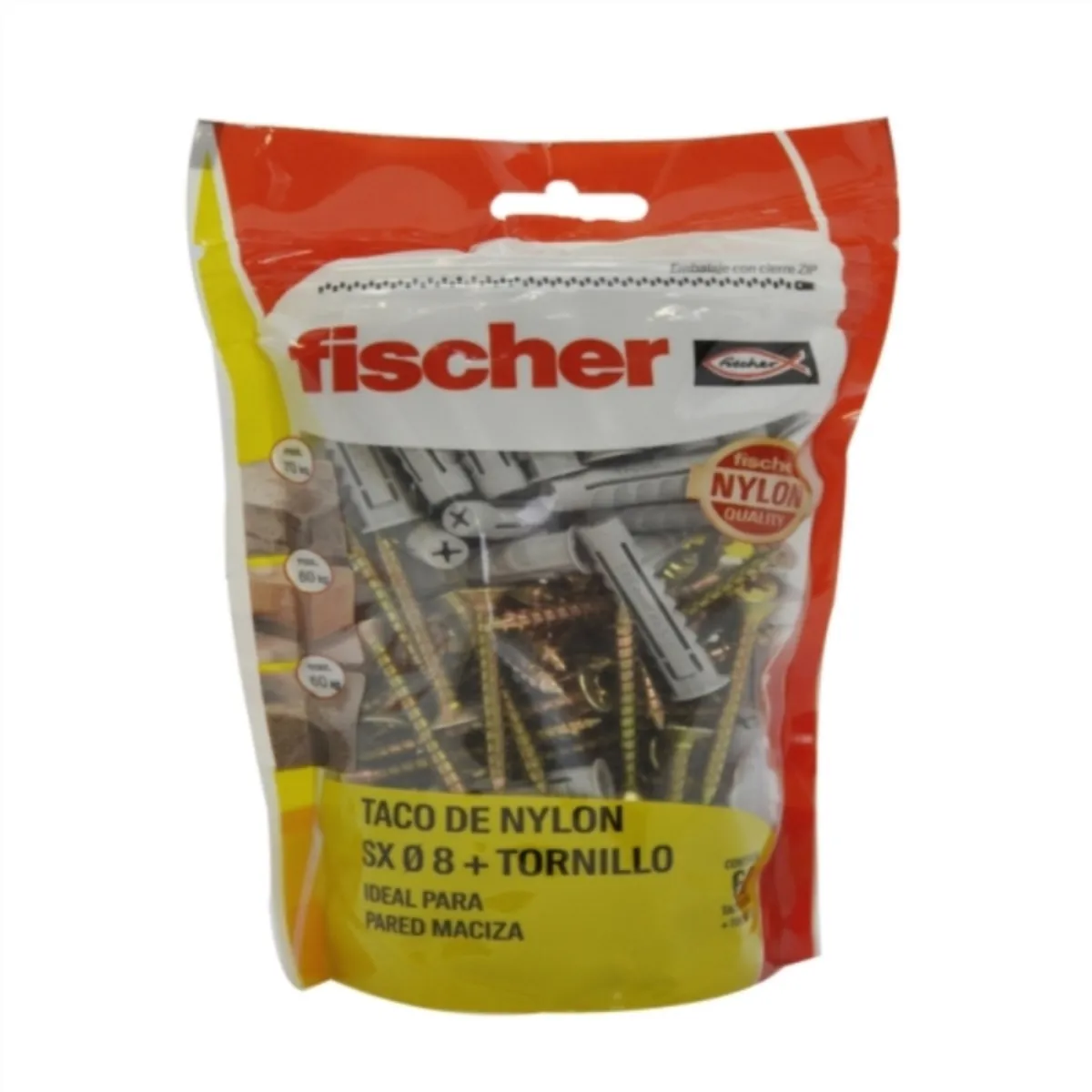FISCHER - Tarugo Nylon SX8mm + Tornillo 5x45mm  60 unidades